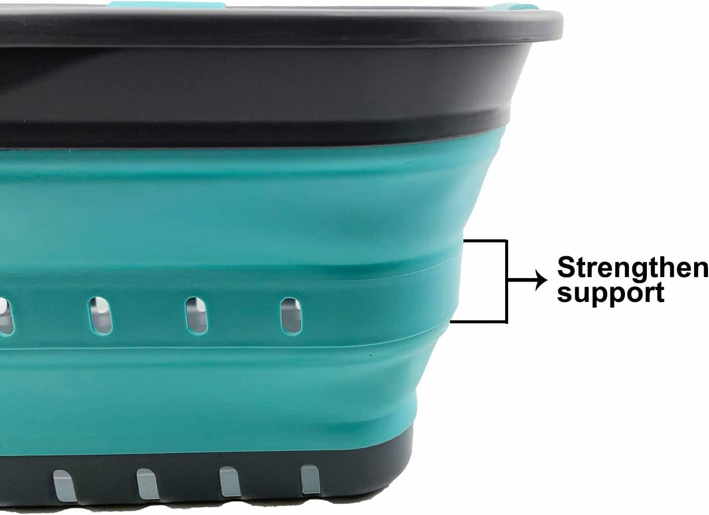 SAMMART 42L (11 gallon) Collapsible Plastic Laundry Basket - Foldable Pop Up Storage Container/Organizer - Space Saving Hamper/Basket (Grey/Crystal Blue)