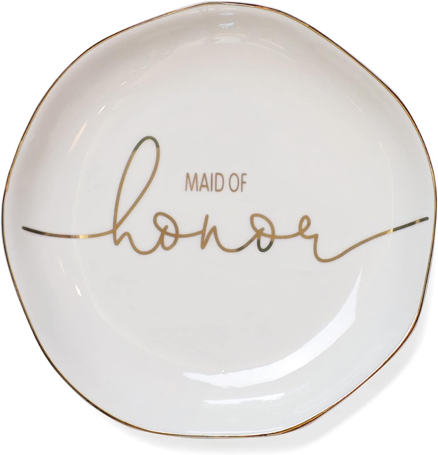Wedding Ring Dish For Maid of Honor-Jewelry Dish Tray-Gifts for Bridesmaid,Ceramic White