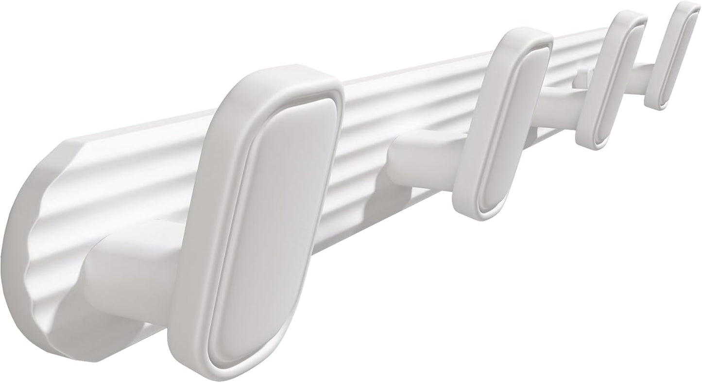 Coat Rack Wall Mount White, 4 Hooks Rack Metal Coat Hanger Wall for Hanging Hat Purse and Robes, Towel Hook for Bathrooms and Entryway (1 Pack)