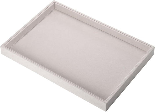 Mornajina 9" x 5.7" Velvet Jewelry Tray Jewelry Display Tray, Stackable Empty Plate Trays for Earrings Necklaces Bracelet Rings Display Showcase - Beige