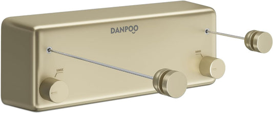 Danpro Retractable Clothesline, 2x13.8ft Designer Drying Line for Luxury Bedroom/Closet, Seamless Blending with Modern Interiors(Gold)