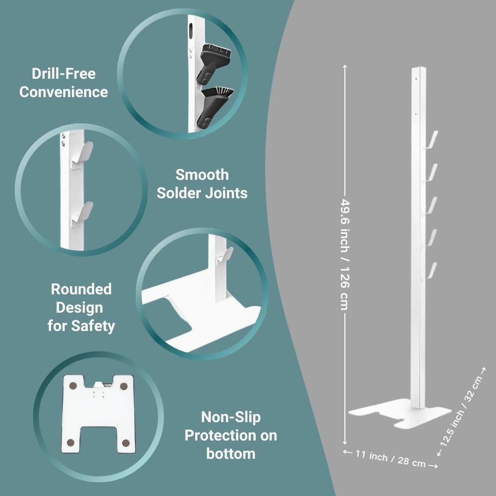Vacuum Stand for Dys,Storage Stand Docking Station Holder,Compatible with Dys V15 V11 V10 V8 V7 V6 Cordless Vacuum Cleaners Accessories,Stable Metal Bracket Organizer Rack (White,6 Racks)
