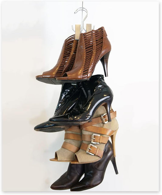 Boottique Boot Organizer: The Rack That Hangs, Holds, Shapes, & Protects Every Size and Style (Boot Stax Vertical Storage System With 6 Silver Hangers)