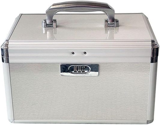 Medicine Combination Lock Box Silver Medication Locking Pill Safe Case with Portable11.2“ X 7.2" X 7.5" inch