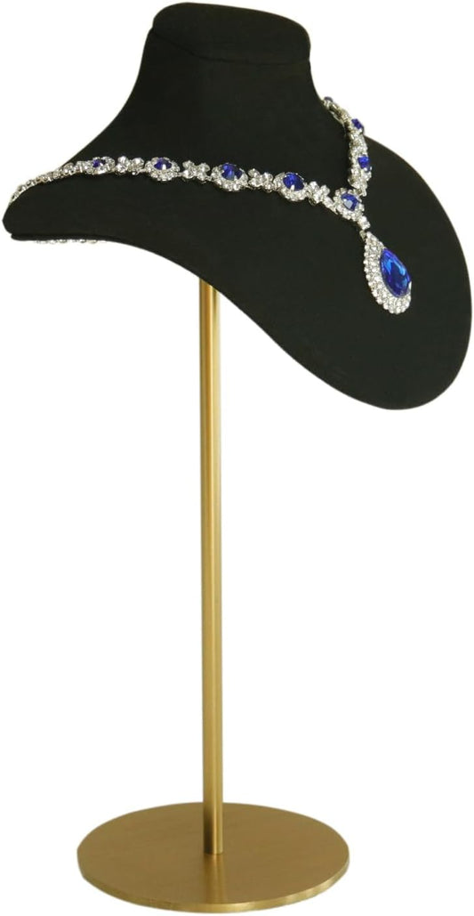 Necklace Display Stand For Selling Velvet Chain Jewelry Bust Holder Organizer With Stainless Steel Stand Jewelry Display