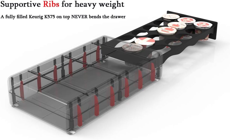 EVERIE Coffee Pod Holder Drawer Compatible with Keurig K Cup Pods (Holds 18 Pods)