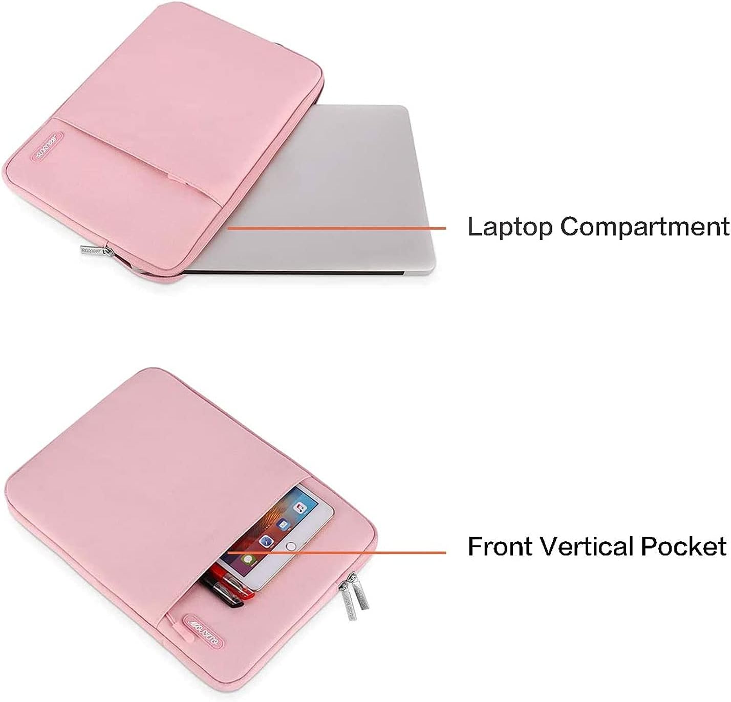 MOSISO Laptop Case 13.3 inch, 13-13.3 inch Laptop Sleeve Compatible with MacBook Air/Pro 13/Pro 14 M5 M4 M3 M2 M1, HP Dell ASUS Lenovo,Polyester Vertical Computer Sleeve Bag with Pocket, Pink
