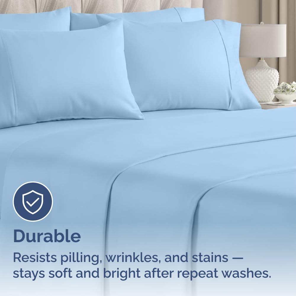 Queen Pillow Cases - 4 Pack - Super Soft Pillowcase Covers - Envelope Enclosure - Hotel Quality Pillow Protectors - Wrinkle Free, Shrink & Stain Resistant - Machine Washable - 20" x 30" (Light Blue)