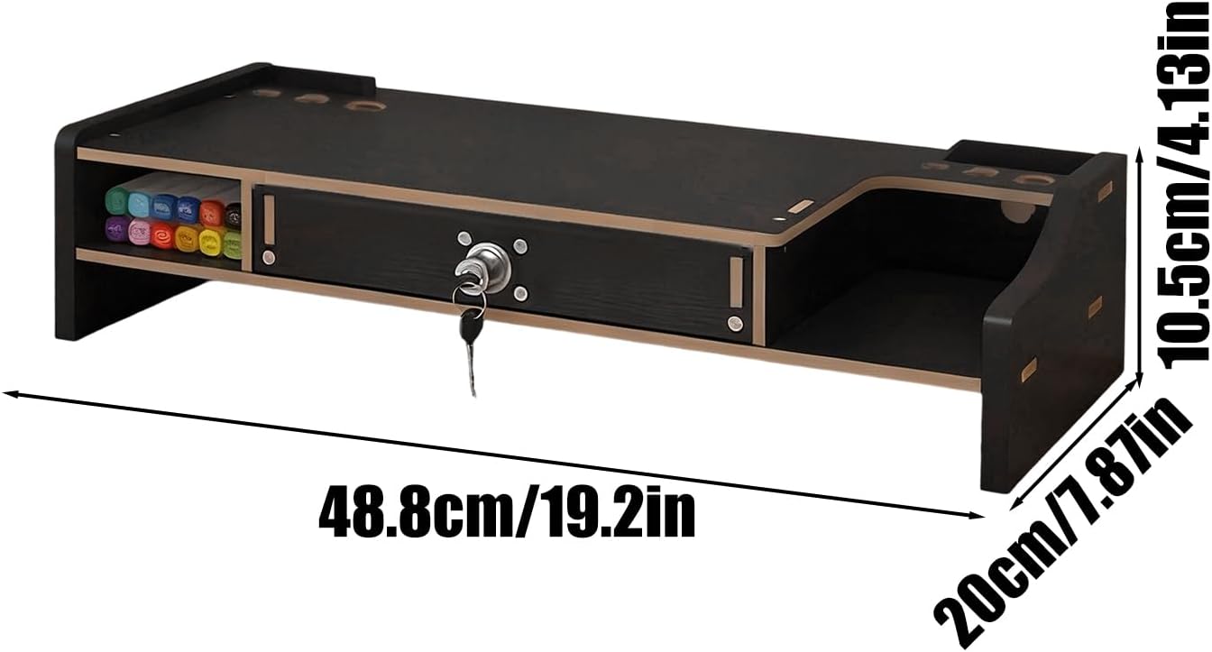 Monitor Riser - Wooden Desktop Organizer Shelf - Desktop Organizer With Drawer - for Laptop Printer PC TV Screen Pen Home Dorm Hotel Restaurant Apartment