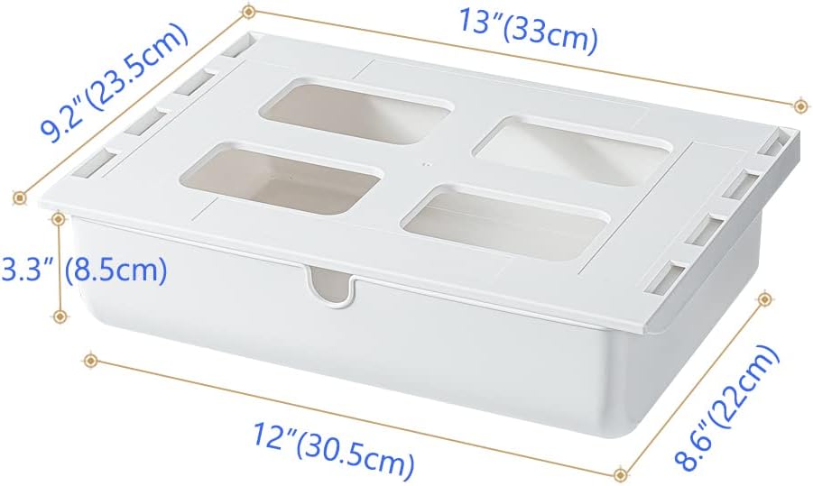 Poeland Under Desk Drawer Self-Stick Storage Organizer for Office Home School Large Size White
