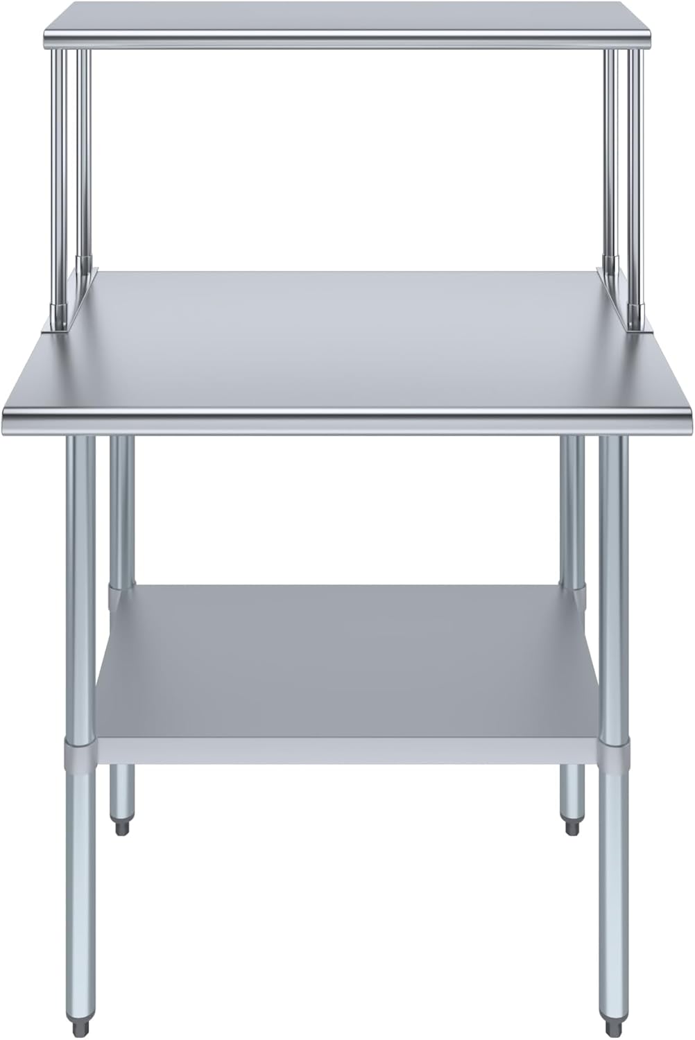 Stainless Steel Work Table with Wide Single Tier Overshelf | Metal Kitchen Prep Table & Shelving Combo (24" x 36" Work Table + 12" Overshelf)