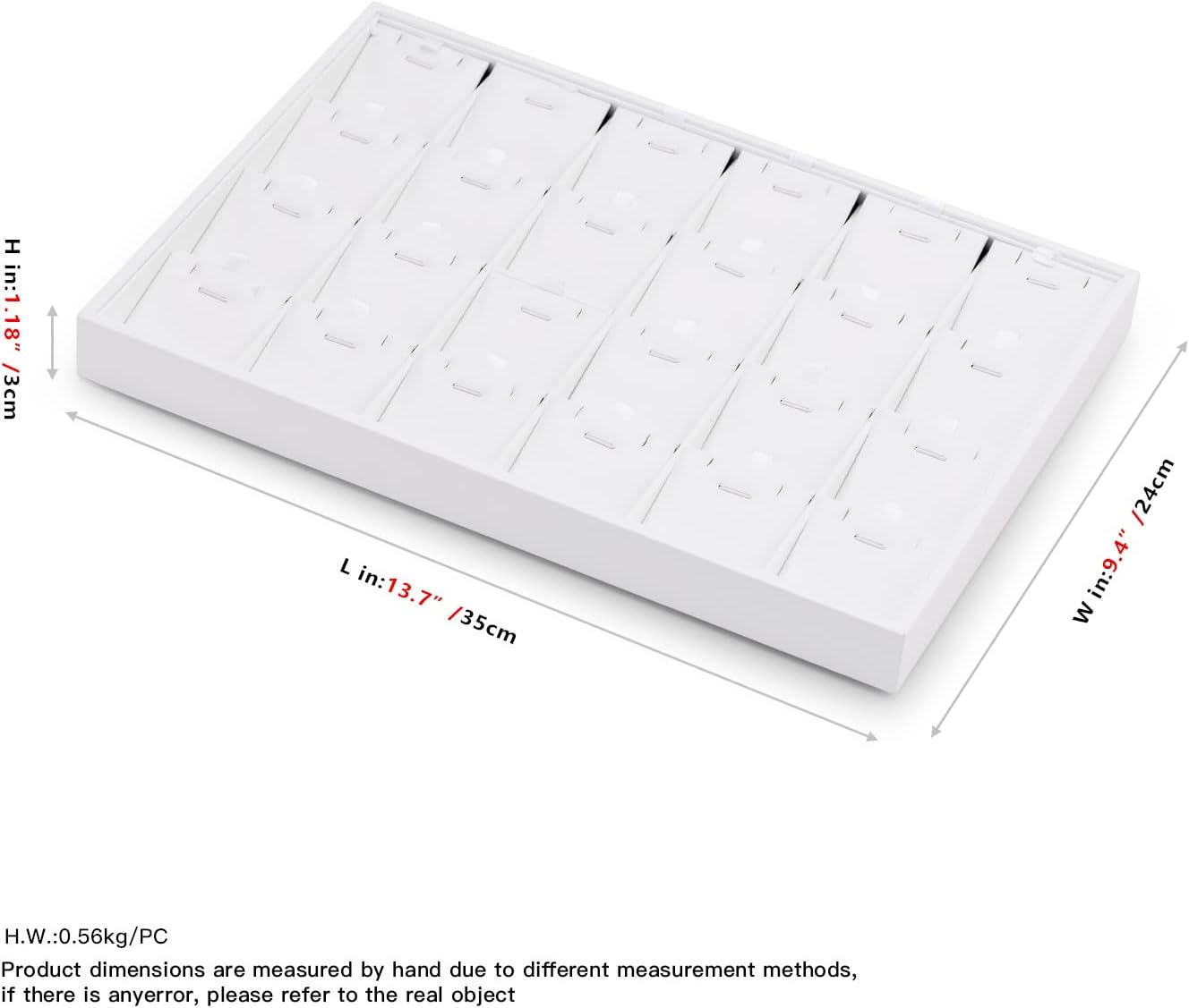 White PU Leather Jewelry Display Tray 24 Grids Pendant Earrings Necklace Organizer Display Showcase Jewelry Storage Tray
