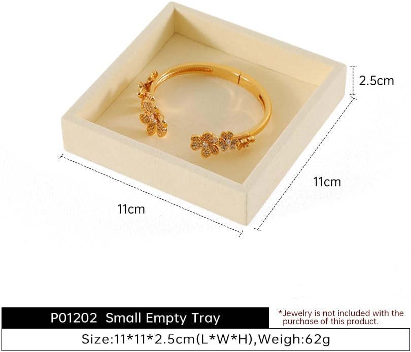 Dark Blue Jewelry Display Tray Ring Necklace Earring Bangle Organizer Multifunctional Storage Case for Jewelry Showcase (Small Empty Tray(beige))