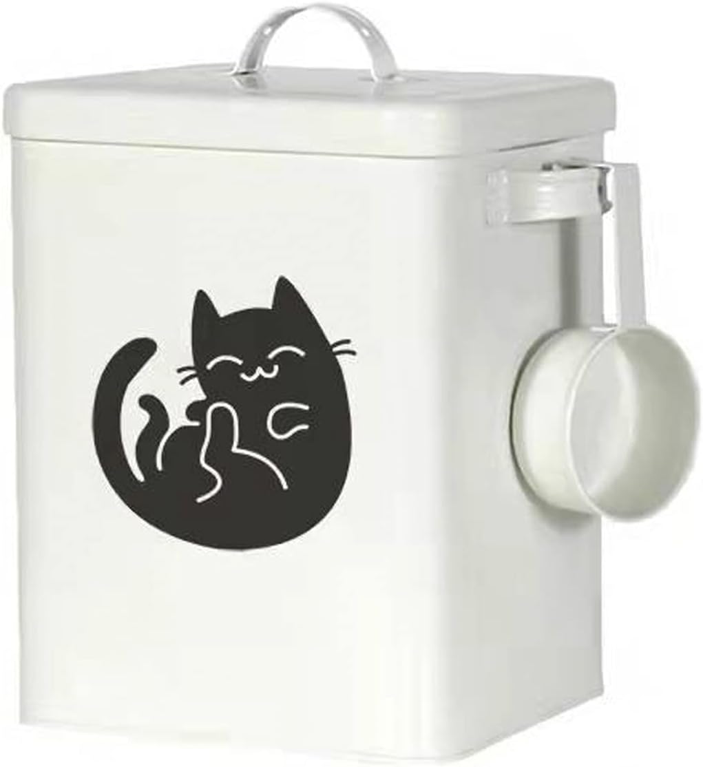 Dog and Cat Food Storage Container 6L, Cute Pet Food Storage Containers with Lids Airtight, Metal Cat Food Bin with Measuring Cup, Durable Airtight Cat Food Container for Pet Owners(#1)