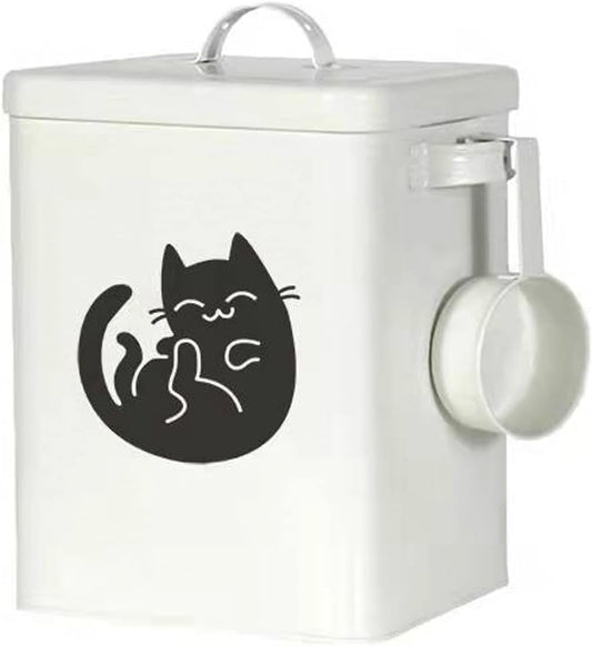 Dog and Cat Food Storage Container 6L, Cute Pet Food Storage Containers with Lids Airtight, Metal Cat Food Bin with Measuring Cup, Durable Airtight Cat Food Container for Pet Owners(#1)