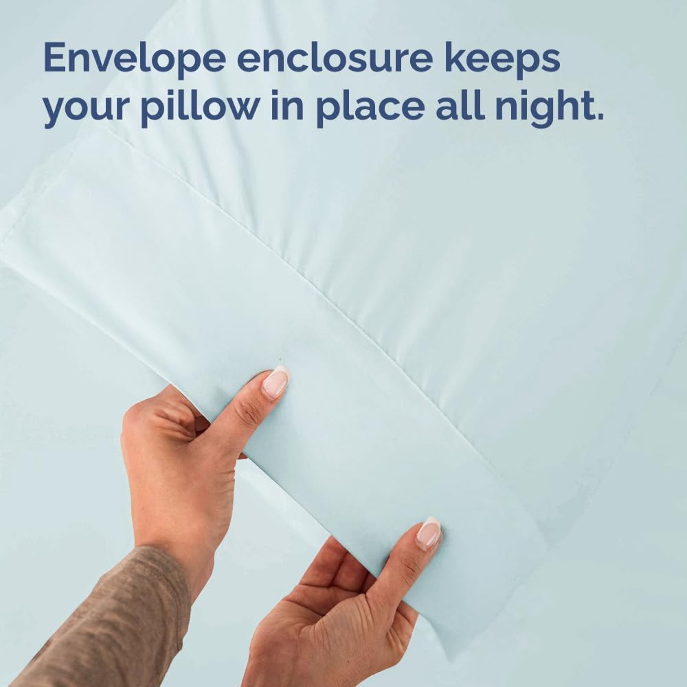 King Pillow Cases - 4 Pack - Super Soft Pillowcase Covers - Envelope Enclosure - Hotel Quality Pillow Protectors - Wrinkle Free, Shrink and Stain Resistant - Machine Washable - 20" x 40" (Ice Blue)