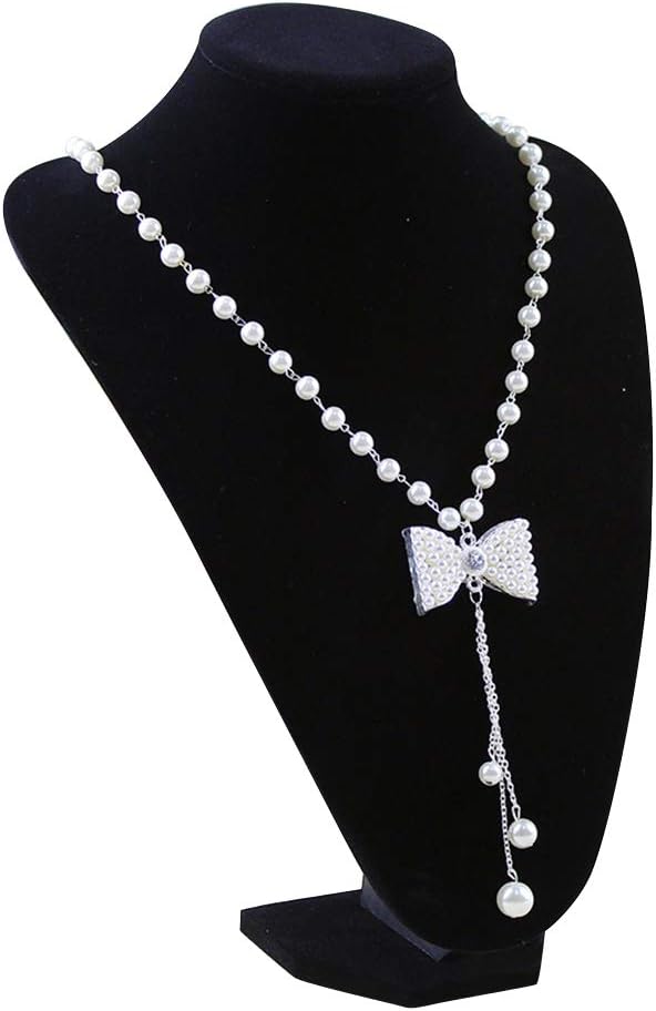 Wudygirl Black Velvet 3-Dimensional Necklace Bust Display Holder Jewelry Neck Pendant Chain Organizer Stand for Women(11.4 inch