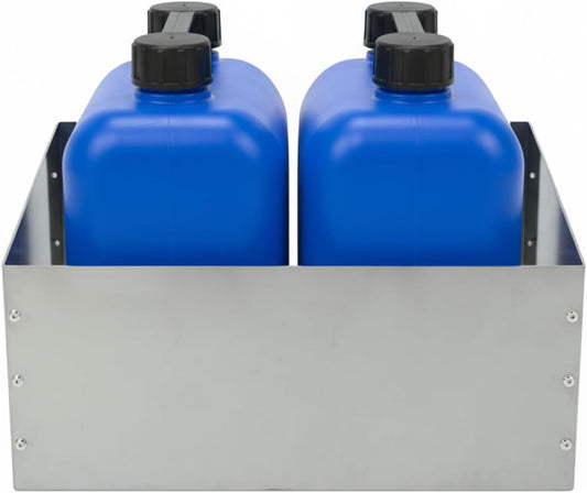 Aluminum Fuel Tank Holder Rack, 23.6''x 11.4'' Utility Jug Holder Storage Rack fits Two 5 Gallon Fuel Containers,Fuel Jug Holder Rack for Garages, Shops, Enclosed Trailers and Race Trailers