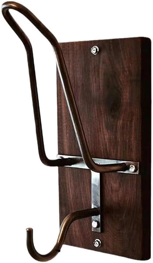 Wooden Motorcycle Helmet Holder, Wall Mount Helmet Rack with Metal Hook, Motorcycle Helmet Hanger Easy Storage for Helmets, Caps, Sportswear, Hats, Coats & Motorcycle Gear