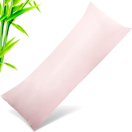 Body Pillow Cases Cover, Bamboo Rayon Pink Body Pillowcases with Zipper Closure, Cooling and Breathable Pillow Case for Hot Sleepers and Night Sweats, 20x54 inches