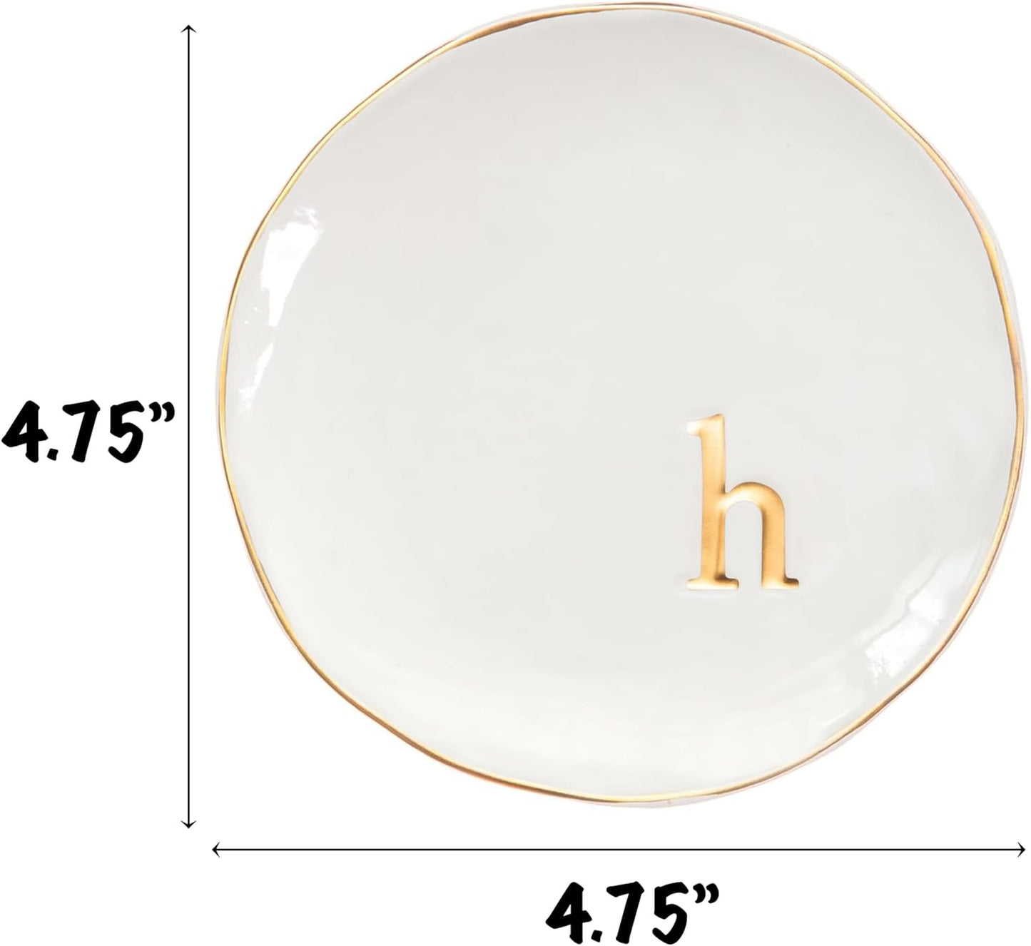 COLLECTIVE HOME - Ceramic Jewelry Tray, Decorative Trinket Dish for Rings Earrings Necklaces Bracelet Watch Keys, Birthday Mother's Day Christmas Gift for Women, 4.75", Glossy (h)