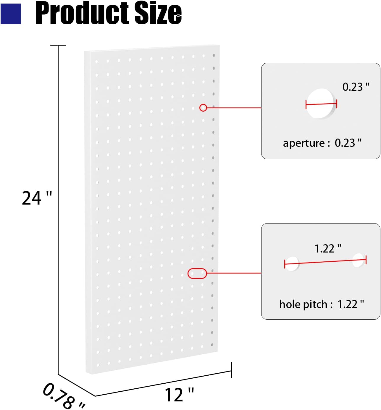 4 PCS - 12" W x 24" H x 0.78" D Metal Pegboard Wall Organizer, Compatible with All 1/8" and 1/4" Hooks, Suitable for Wall Home, Garage Tool Storage, Office Organization, Craft Room, Kitchen