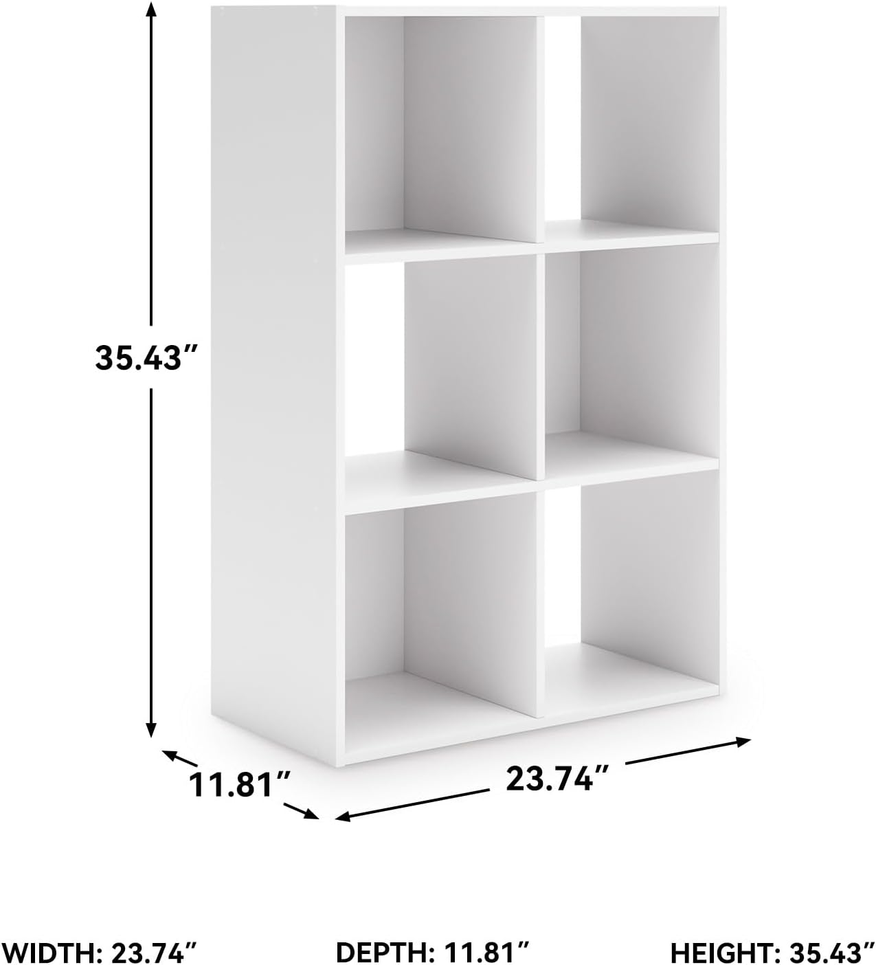 Signature Design by Ashley Onita Modern 3-Tier Floor Standing 6 Cube Organizer for Living Room, Wood, Works with 10.5 W x 10.5 D x 11 H Storage Bin (Sold Separately), White