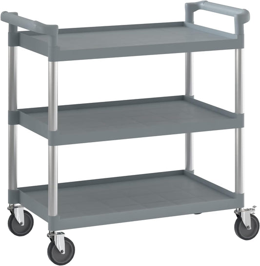 Gray Utility/Bussing Cart with Three Shelves - 42" x 20"