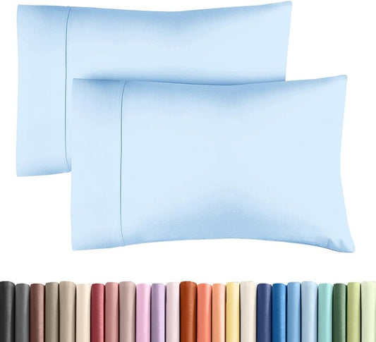Queen Pillow Cases - 2 Pack - Super Soft Pillowcase Covers - Envelope Enclosure - Hotel Quality Pillow Protectors - Wrinkle Free, Shrink & Stain Resistant - Machine Washable - 20" x 30" (Light Blue)