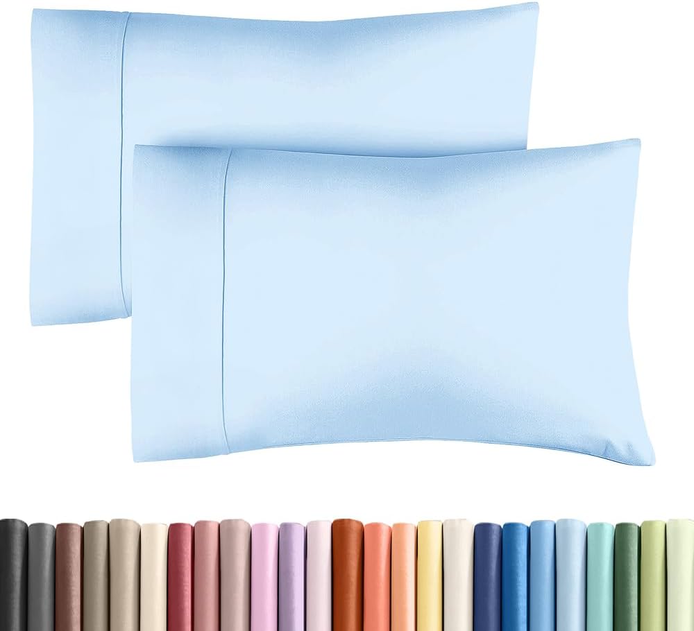 King Pillow Cases - 2 Pack - Super Soft Pillowcase Covers - Envelope Enclosure - Hotel Quality Pillow Protectors - Wrinkle Free, Shrink & Stain Resistant - Machine Washable - 20" x 40" (Light Blue)