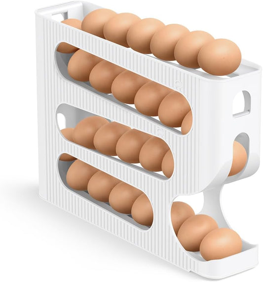 Egg Holder for Fridge, Automatic Rolling Egg Dispenser for Refrigerator, Countertop, Kitchen - Space-saving Egg Roller/Organizer/Storage/Container/Tray for Fridge - 1 Pack for 28 Large Size Eggs