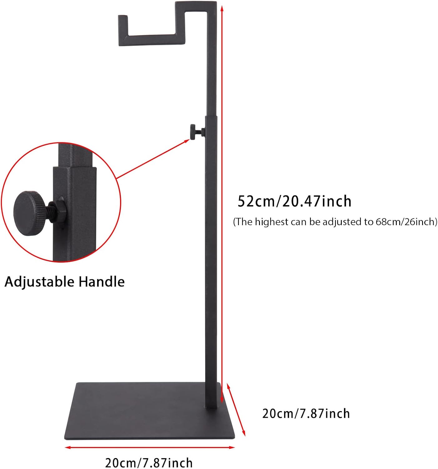 Polmart Countertop Adjustable Display Stand Stand for Handbags, Wreaths, Hats, Scarves, Jewelry & Crafts，Wear-resistant, quiet and sturdy metal base – Black