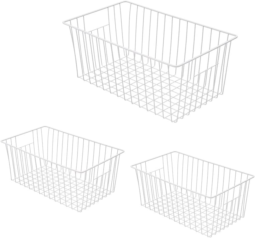16inch Upright Freezer Organizer Baskets for 13-14,16-21 cu.ft Standup Freezer, Settle freezer chaos and reduce food waste effectively, Durable, Fully Use Space, Improve Air Circulate,Pack 3