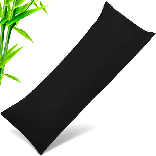 TELUS Body Cooling Pillow Case Cover, Bamboo Rayon Pillowcases with Zipper Closure, Cool and Breathable Pillow Case for Hot Sleepers and Night Sweats, 20x54 inches, Black, 1 Pack