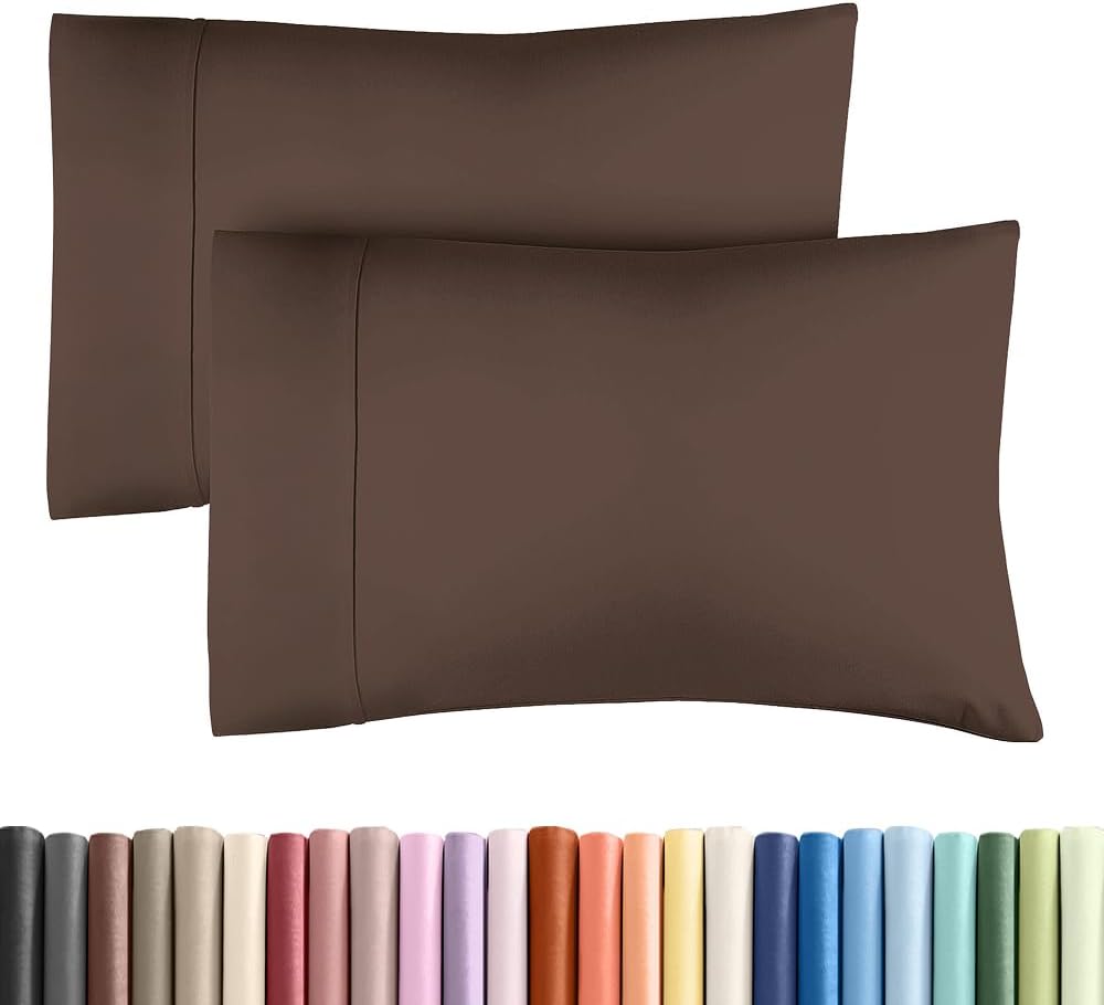 King Pillow Cases - 2 Pack - Super Soft Pillowcase Covers - Envelope Enclosure - Hotel Quality Pillow Protectors - Wrinkle Free, Fade, Shrink & Stain Resistant - Machine Washable - 20" x 40" (Brown)