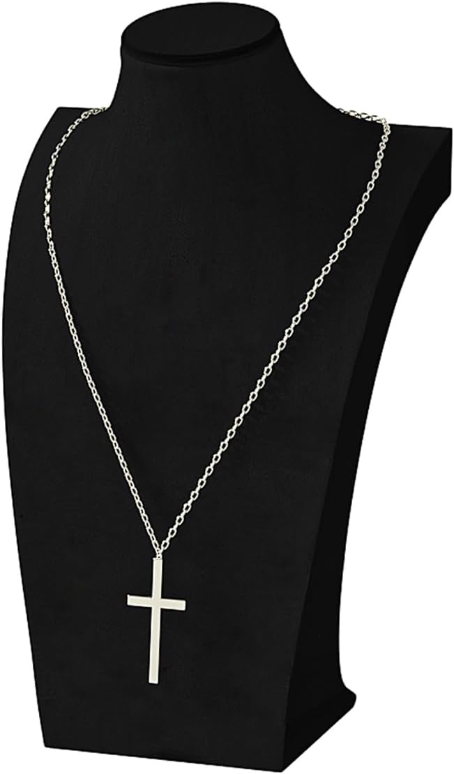 Necklace Bust Stand for Selling, Black Velvet Necklace Display Holder, Jewelry Necklace Organizer Rack for Home Use or Shop Show (11"Height)