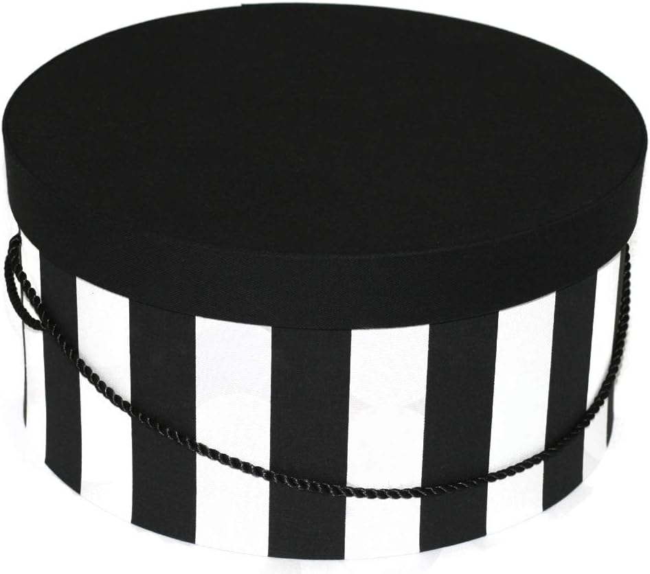 Sarah's Hat Boxes Classic Wide Stripe Hat Box – 11" x 5.5" (Dia. x Ht.) Handmade in USA – Odorless Non-Toxic Adhesive, Cording Handle – Premium Storage for Hats & Accessories