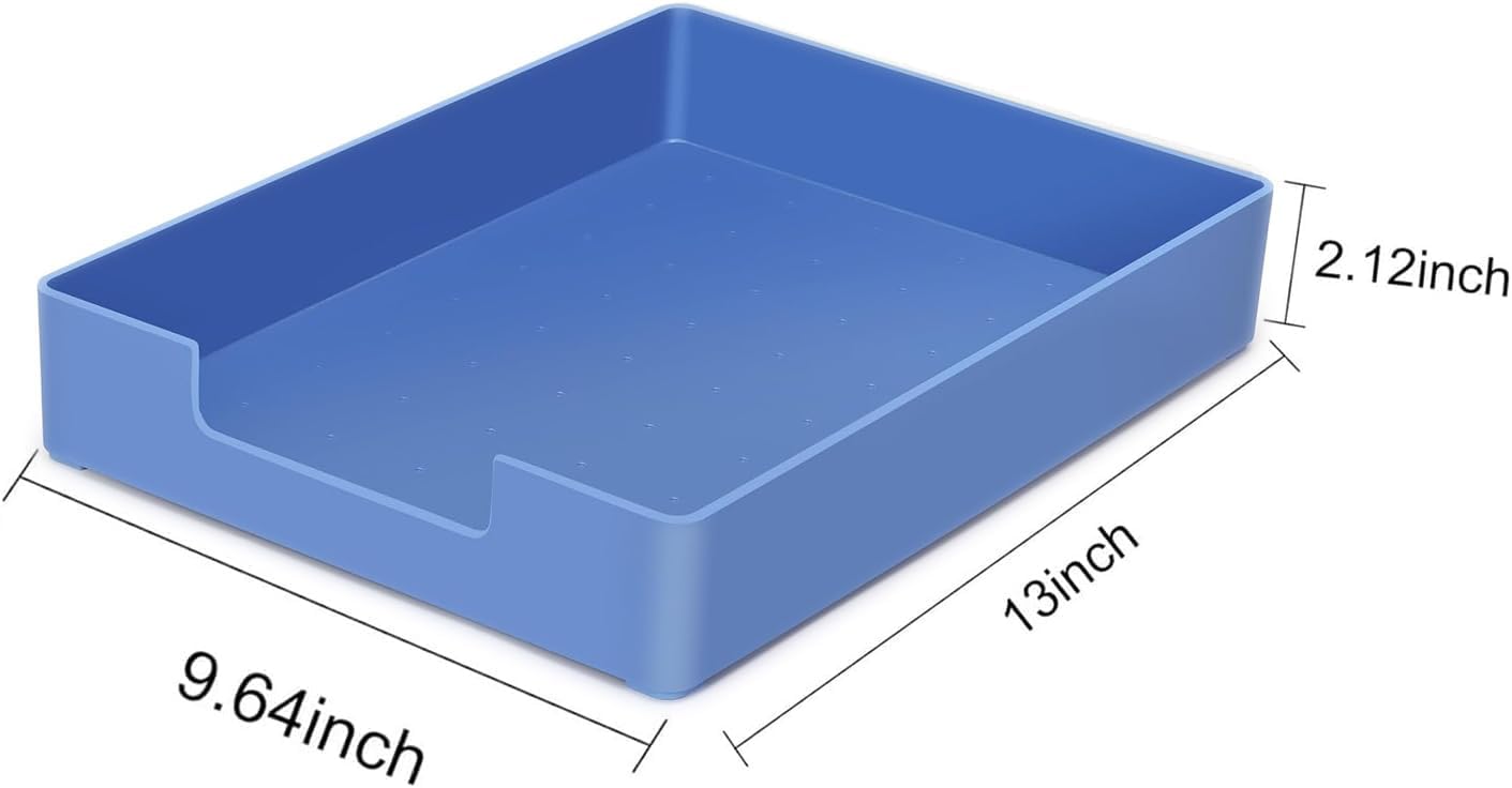 Letter-Size Tray, Desk Drawer Organizer, A4 Plastic Paper Tray for Office, School, Home Storage, and Storage Containers for Christmas Ornaments, Gift Wrap, and Crafts (Blue)