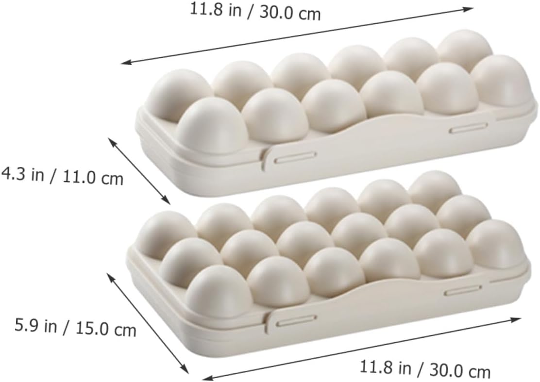 Toyvian 2pcs Egg Storage Container for Refrigerator Stackable Plastic Egg Holder with Design Space-saving Organizer Bin for Home Kitchen and Easy to Clean