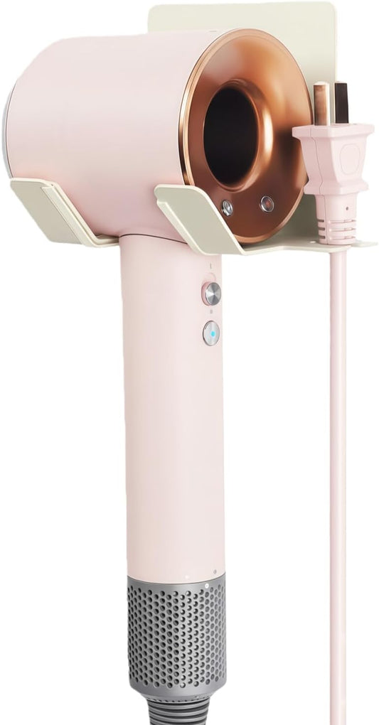 Hair Dryer Holder, Blow Dryer Holder Wall Mounted Hair Tool Organizer Self Adhesive Hair Dryer Holder Wall Mount, Compatible for Hair Dryer Holder for Bathroom White PTALSEAW