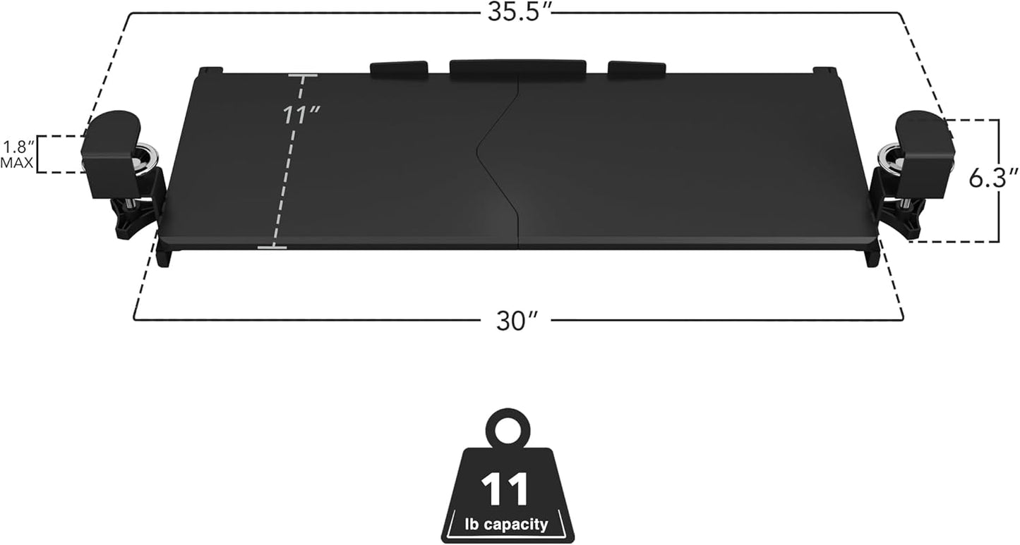 Mount-It! 30” Extra-Wide Clamp-On Under Desk Keyboard Tray, Large Slide-Out Keyboard Drawer for Desk, Ergonomic Pull-Out Platform with Smooth Gliding Tracks, No-Drill C-Clamp Mount