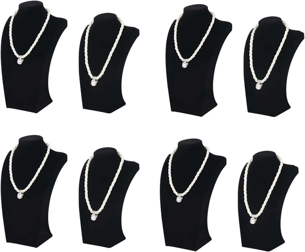 Necklace Bust Display Stand, Necklace Holder, Pendant Chain Necklace Organizer for Women (Black Velvet, L 2PCS)