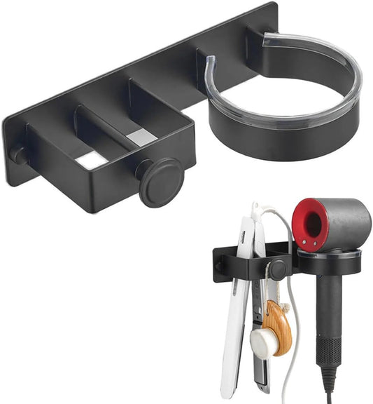 Wall Mounted Holder For Hair Dryer and Straightener,2 IN 1 Stainless Steel Blow Dryer Holder,Bathroom Hair Styler Tool Organizer Storage Rack for Curling Iron