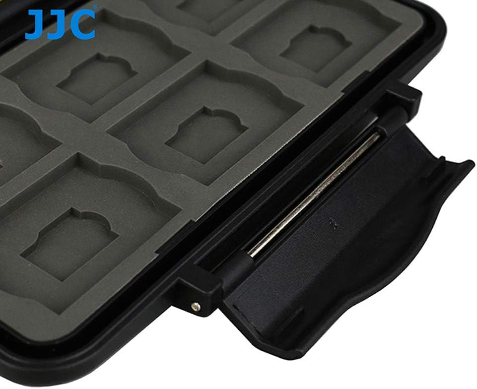 JJC MC-SDMSD24 Ruggard SD Card Case, Micro SD Card Case, Water-Resistant Case for SD Micro SD Cards, Rubber Sealed Ergonomic Locking Easy Carrying Memory Card Case Fits 12 SD 12 Micro SD Cards