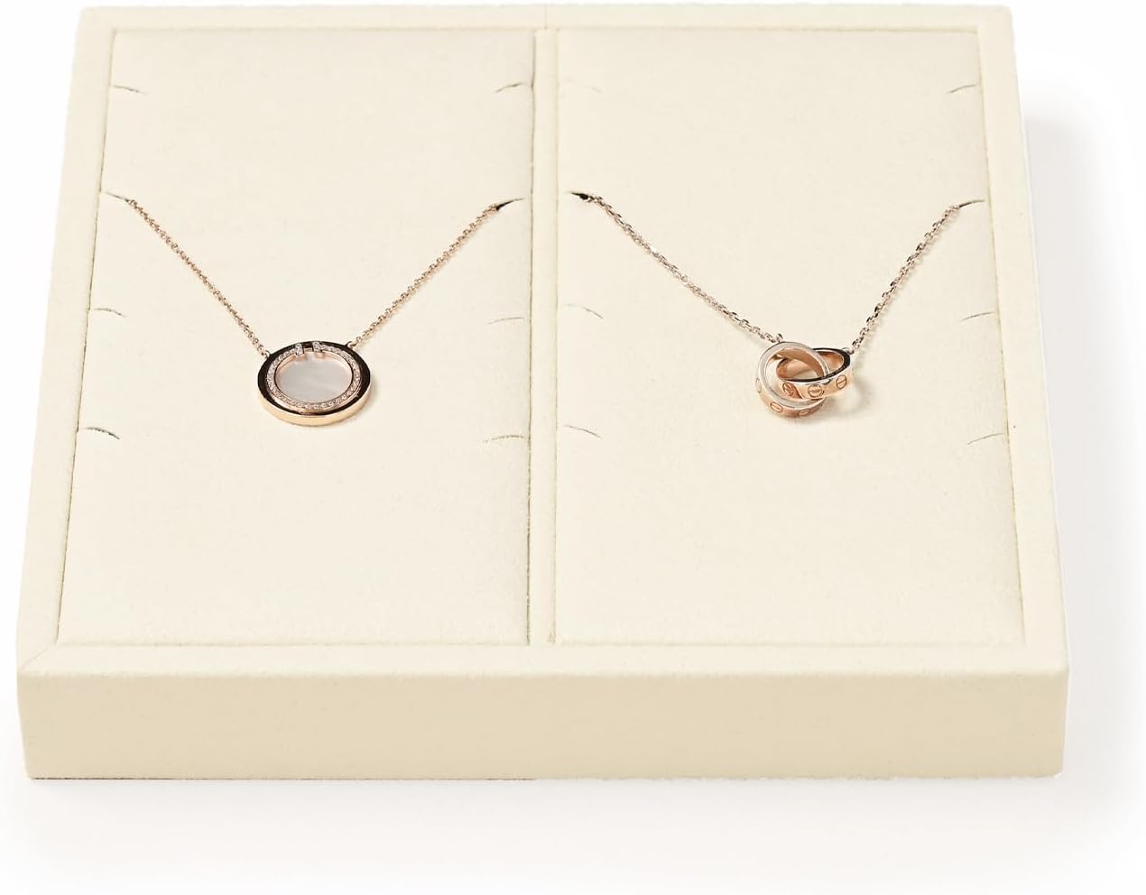 Oirlv Microfiber Jewelry Pendant Display Tray Jewelry Necklace Organizer Display Tray(Beige)
