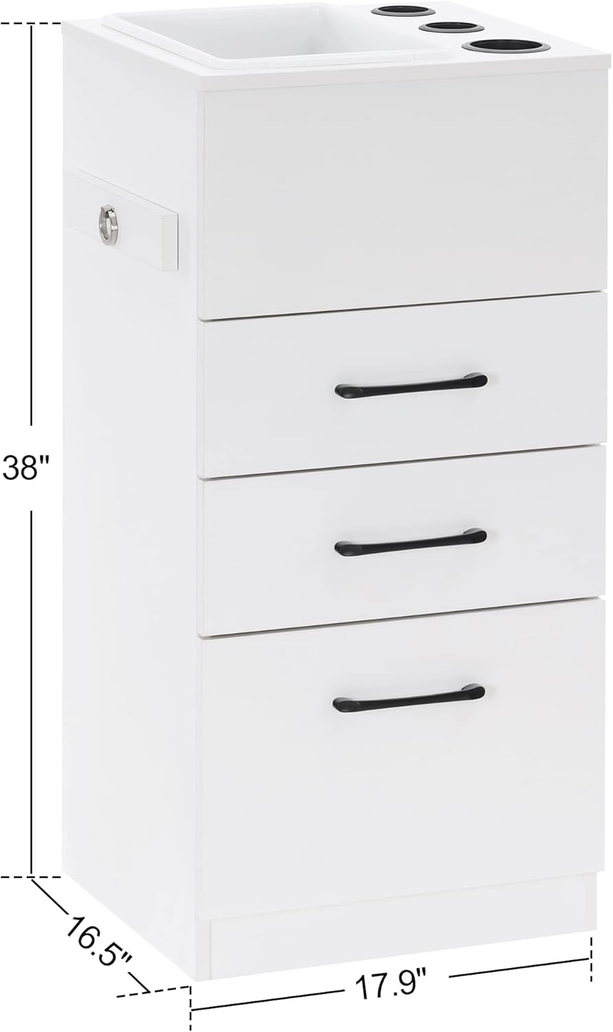 BarberPub Salon Storage Cabinet Beauty Locker Hair Dryer Holder Stylist Spa Equipment with Drawer 2035 (White)