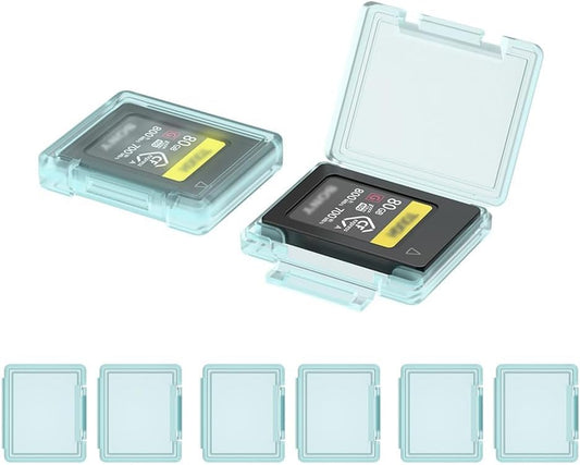 KIWIFOTOS 6 Pack CFexpress Type-A Memory Card Case Translucent with Labels Storage CFA Anti-Shock Card Holder (Case Only)