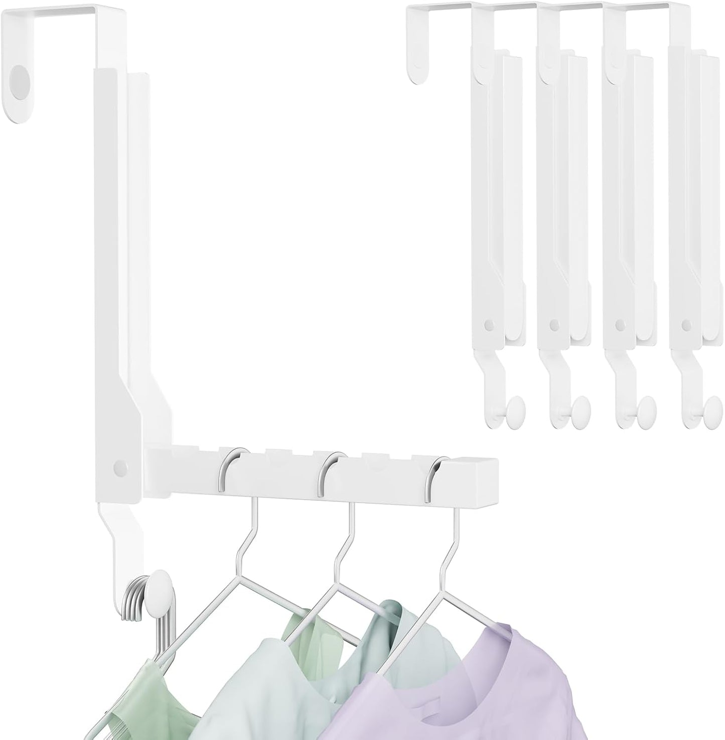 BAKON Over The Door Hanger Folding Clothes Drying Rack, Folding Hanging Coat Rack for Indoor Laundry Room Compact Small Space Foldable Portable Clothing Hanger Hook Collapsible (Wihte-4(Upgraded))
