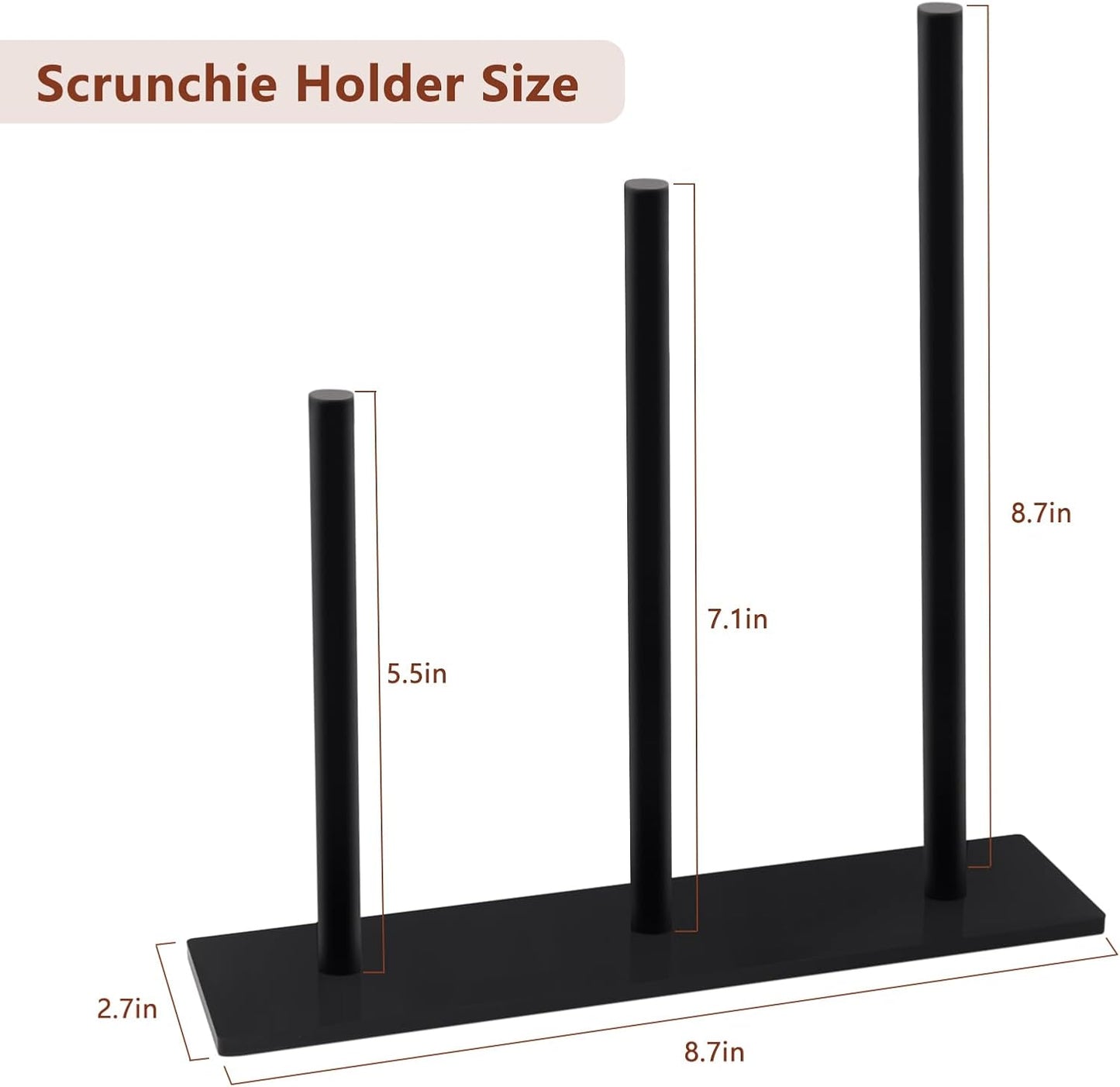 SMUK 2Packs 3-Tiers Acrylic Scrunchie Holder Organizer, Black Hair Tie Holder Stand for Women Teen Girls Scrunchie Storage Scrunchy Hair Accessories Organizer