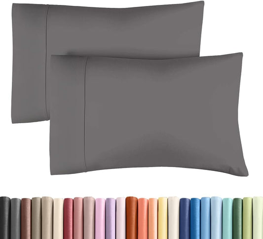 Standard Pillow Cases - 2 Pack - Super Soft Pillowcase Covers - Envelope Enclosure - Hotel Quality Pillow Protectors - Wrinkle Free, Shrink & Stain Resistant - Machine Washable - 20" x 26" (Dark Grey)